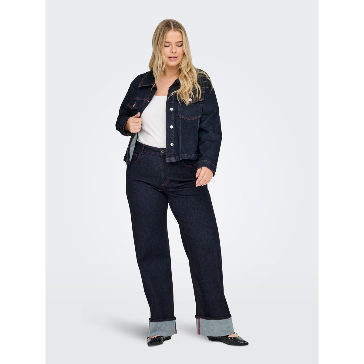 Jean À Jambe Large dark blue denim, ONLY CARMAKOMA