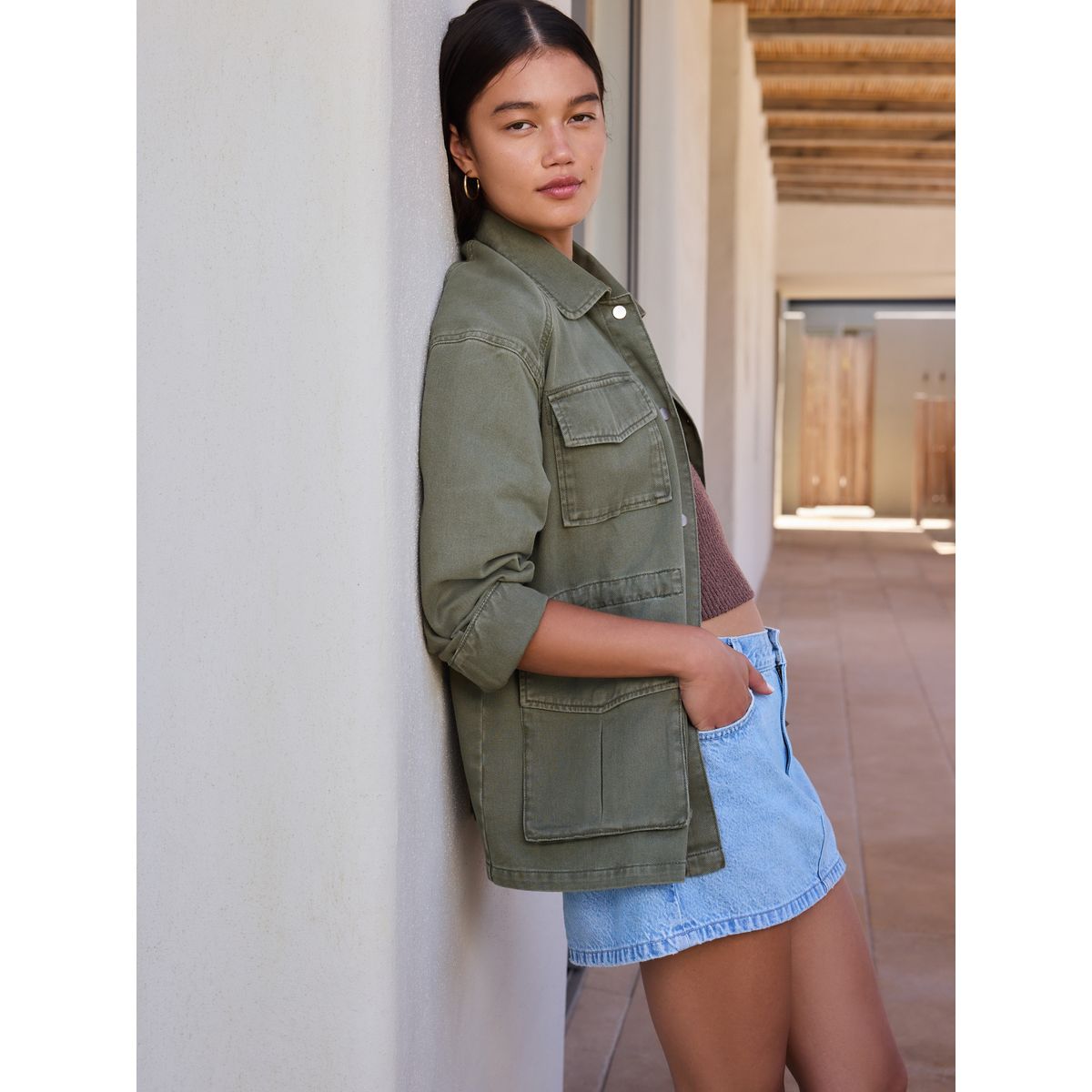 Veste en coton style militaire kaki, NEXT