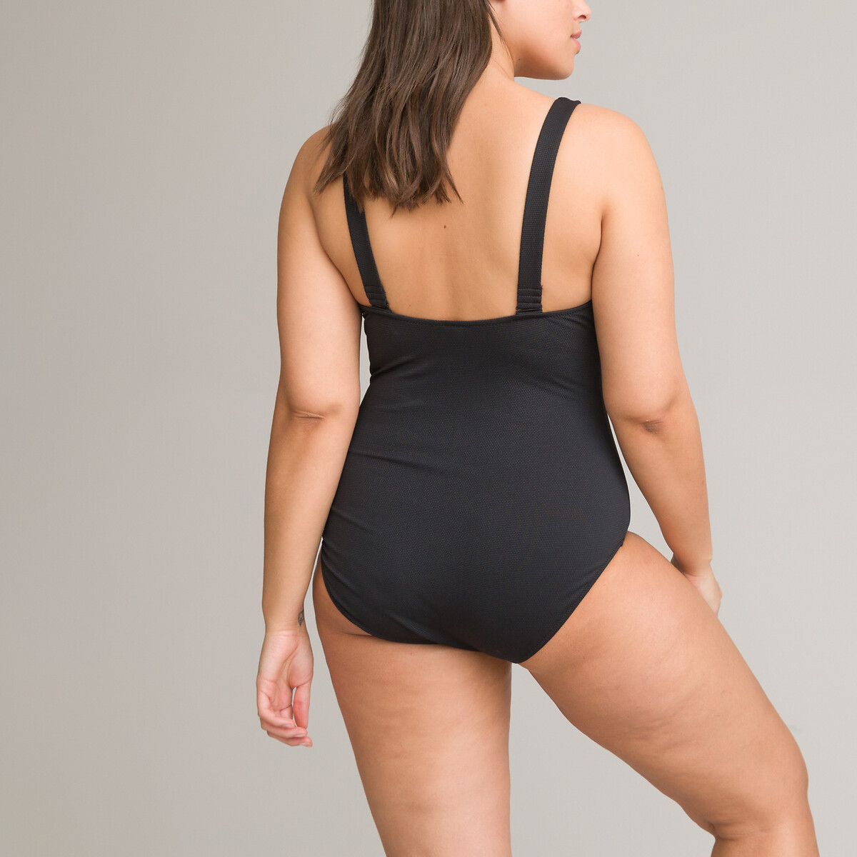 Textured Triangle Swimsuit black, LA REDOUTE COLLECTIONS PLUS