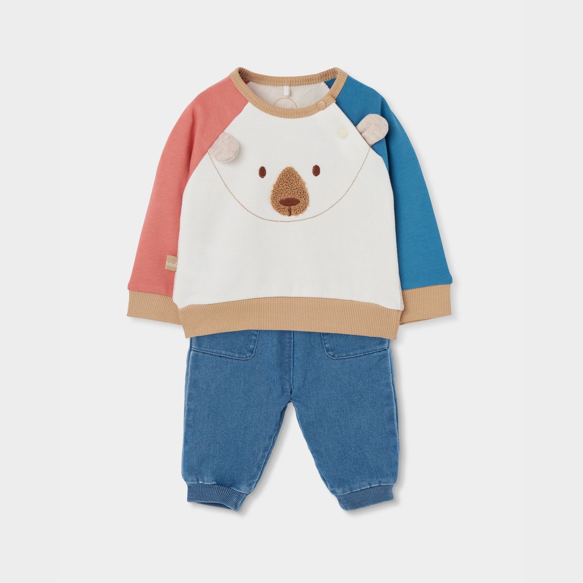 Ensemble en maille bébé garçon brodé d'ours blanc, BOBOLI