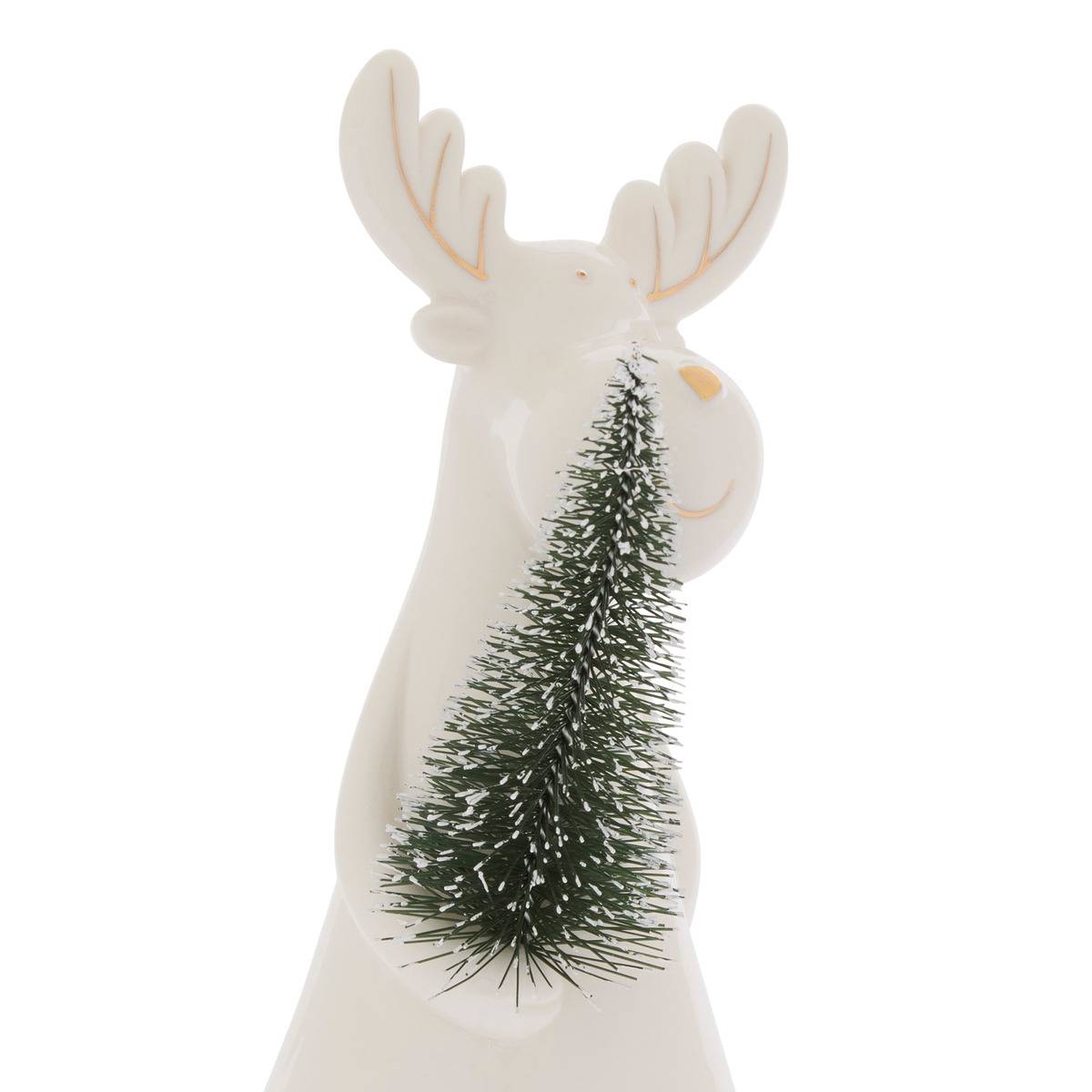 RENNE CERAMIQUE H21,5 blanc, FEERIC LIGHTS & CHRISTMAS