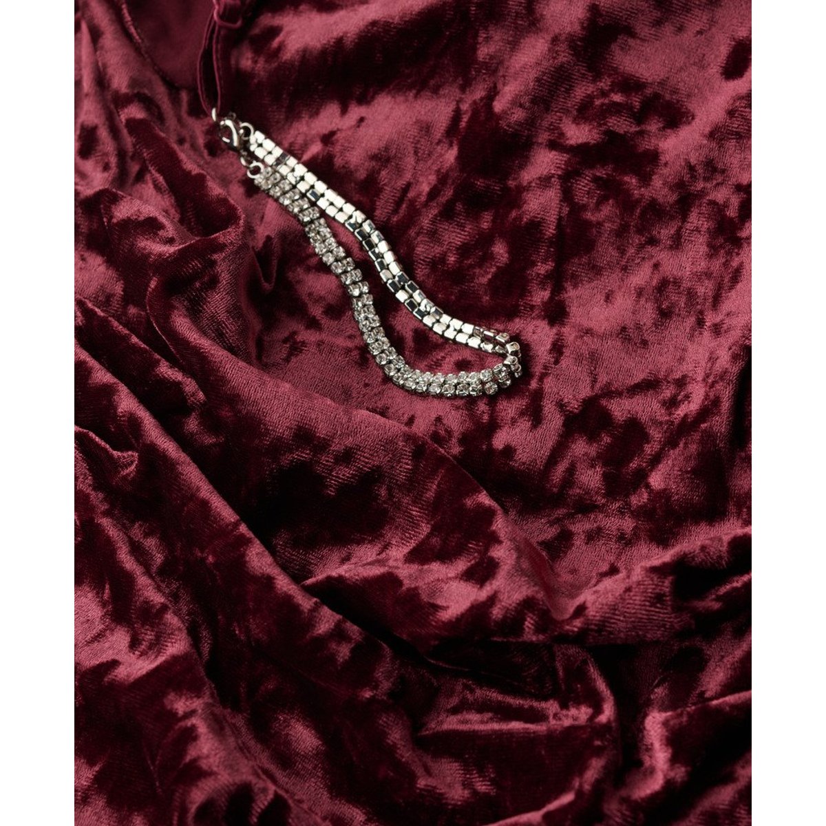 Robe longue en velours à strass bordeaux crush, SUPERDRY