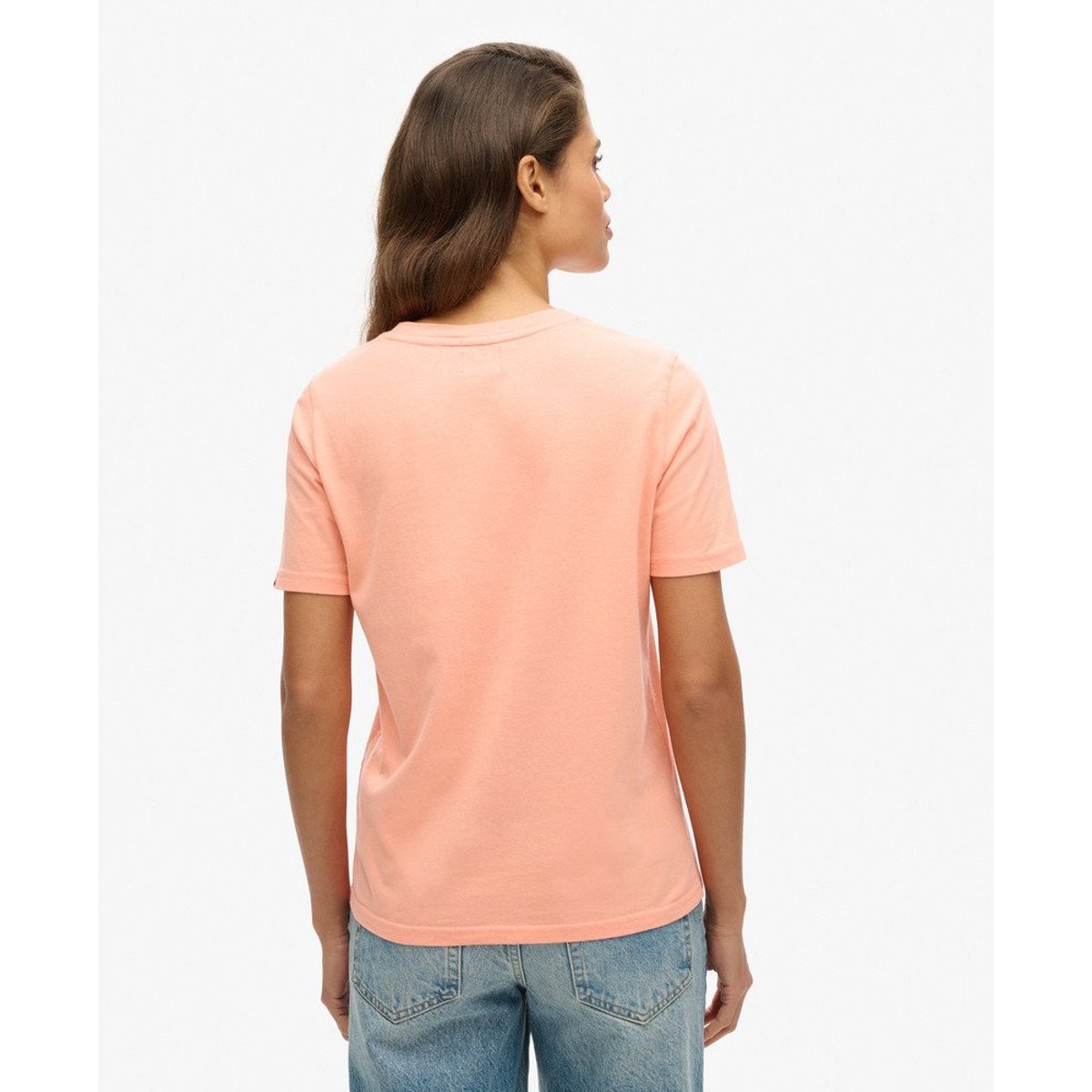 T-shirt Core à logo métallisé rose punch papaye, SUPERDRY