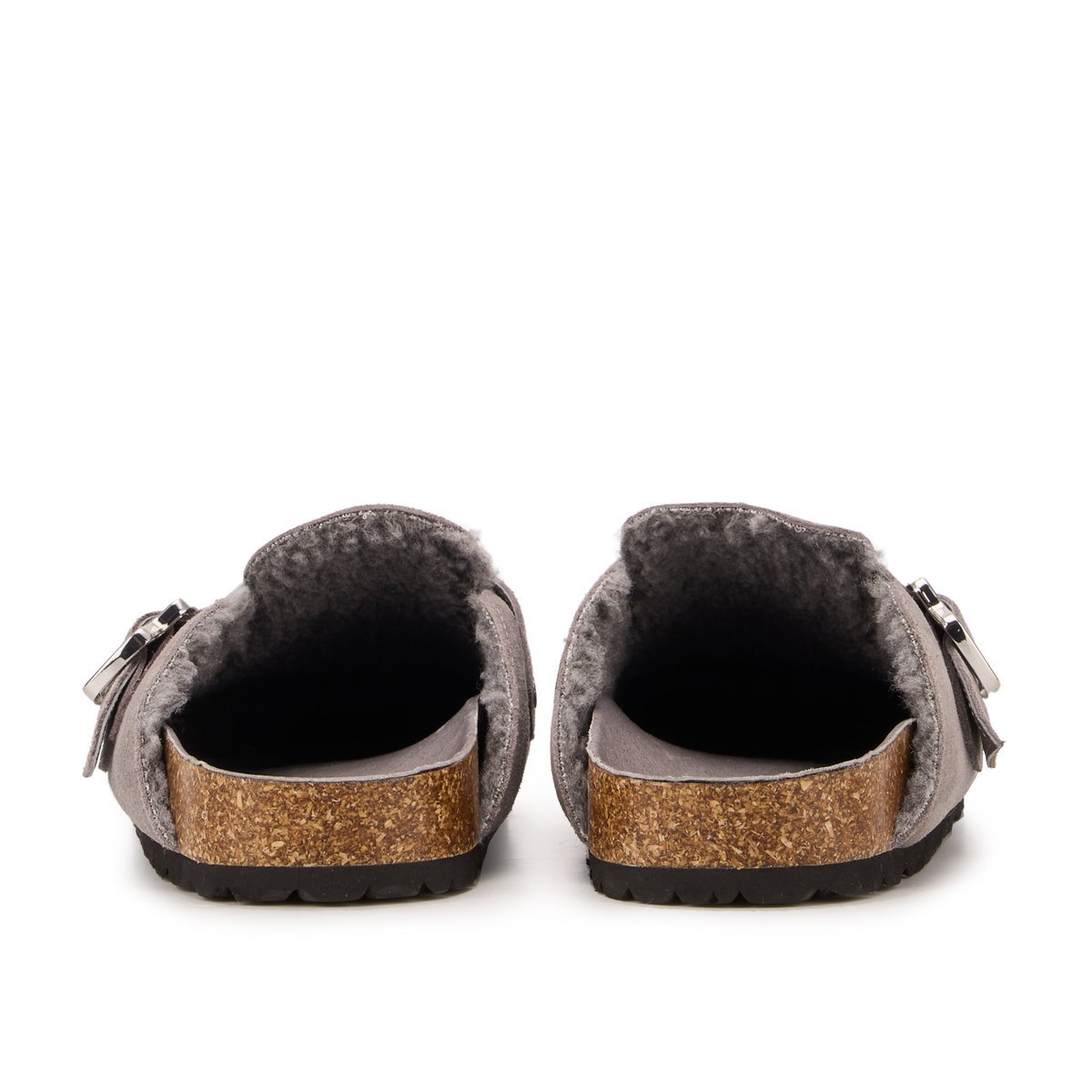 Mules Dakota Cuir Suede gris, BONS BAISERS