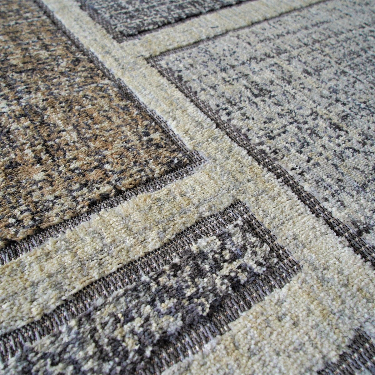 Tapis extra-doux motif quadri   RECYCLE QUADRI gris, THE DECO FACTORY