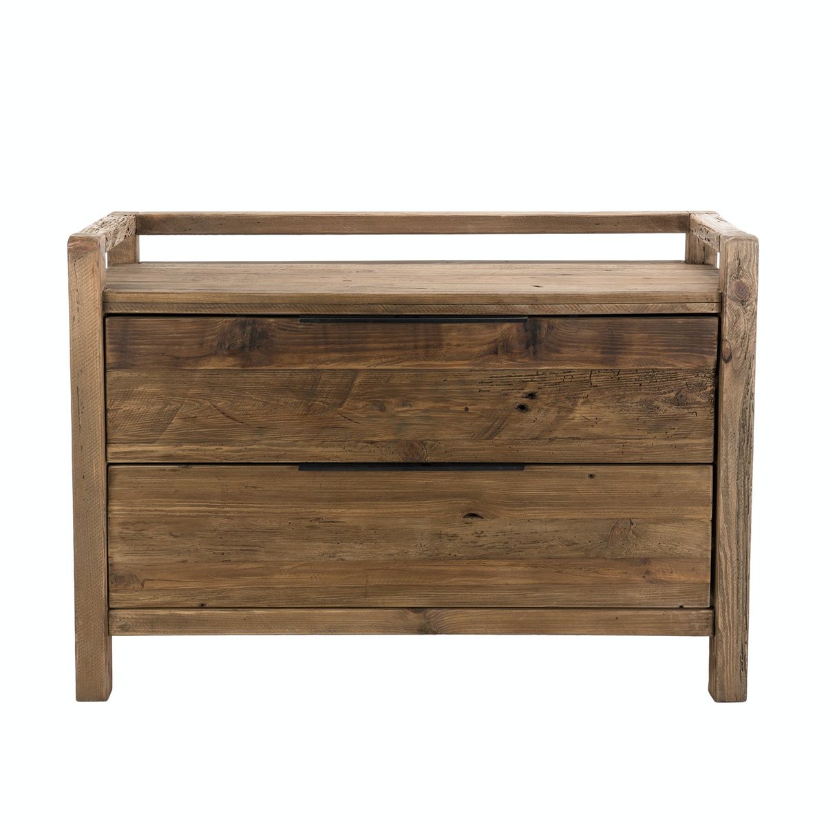 Commode 2 tiroirs bois recyclé déco campagne DENVER bois naturel, PIER IMPORT