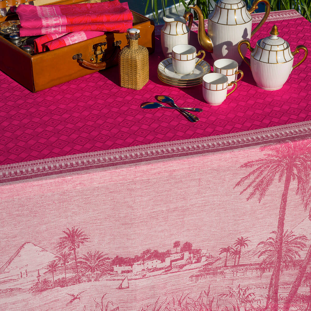 Nappe en Lin, CROISIÈRE SUR LE NIL orchidee, LE JACQUARD FRANCAIS