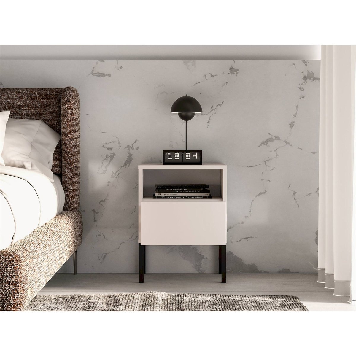 Table de chevet niche et tiroir collection BARNEE cachemire, RECOLLECTION