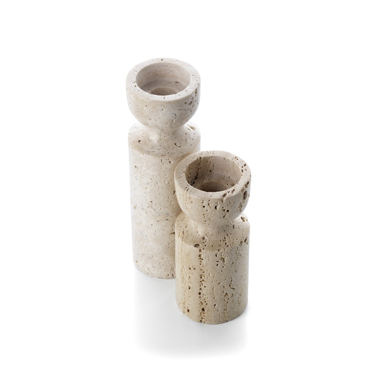 Bougeoir en travertin TRAVERTINE HOURGLASS beige, BAZAR BIZAR