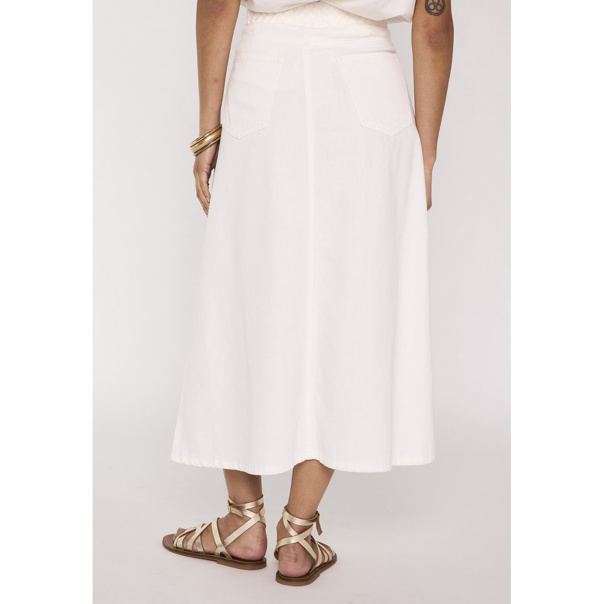 Jupe midi tressée en coton ORCHYDEE blanc, Maison 123