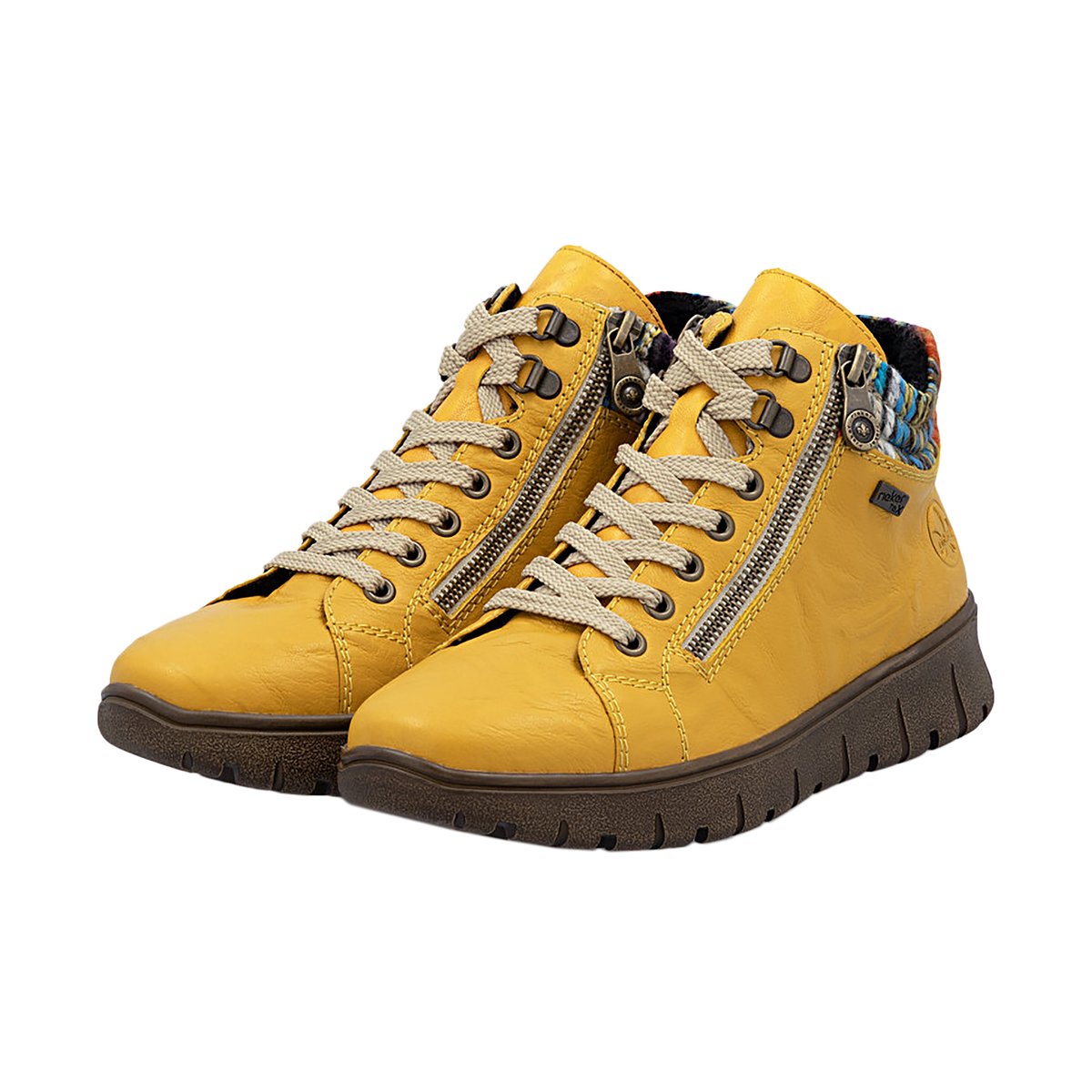 Basket Montante Cuir Odeon jaune, RIEKER