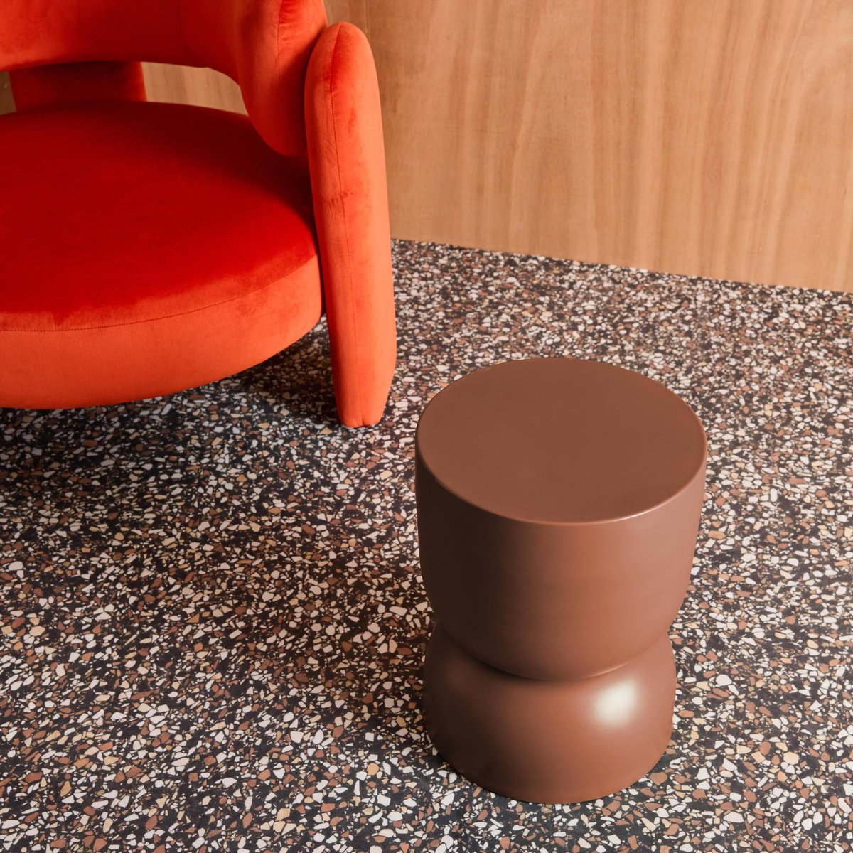Table d'appoint, bout de canapé, table de chevet métal Ø32 x H42cm MADI terracotta, SWEEEK