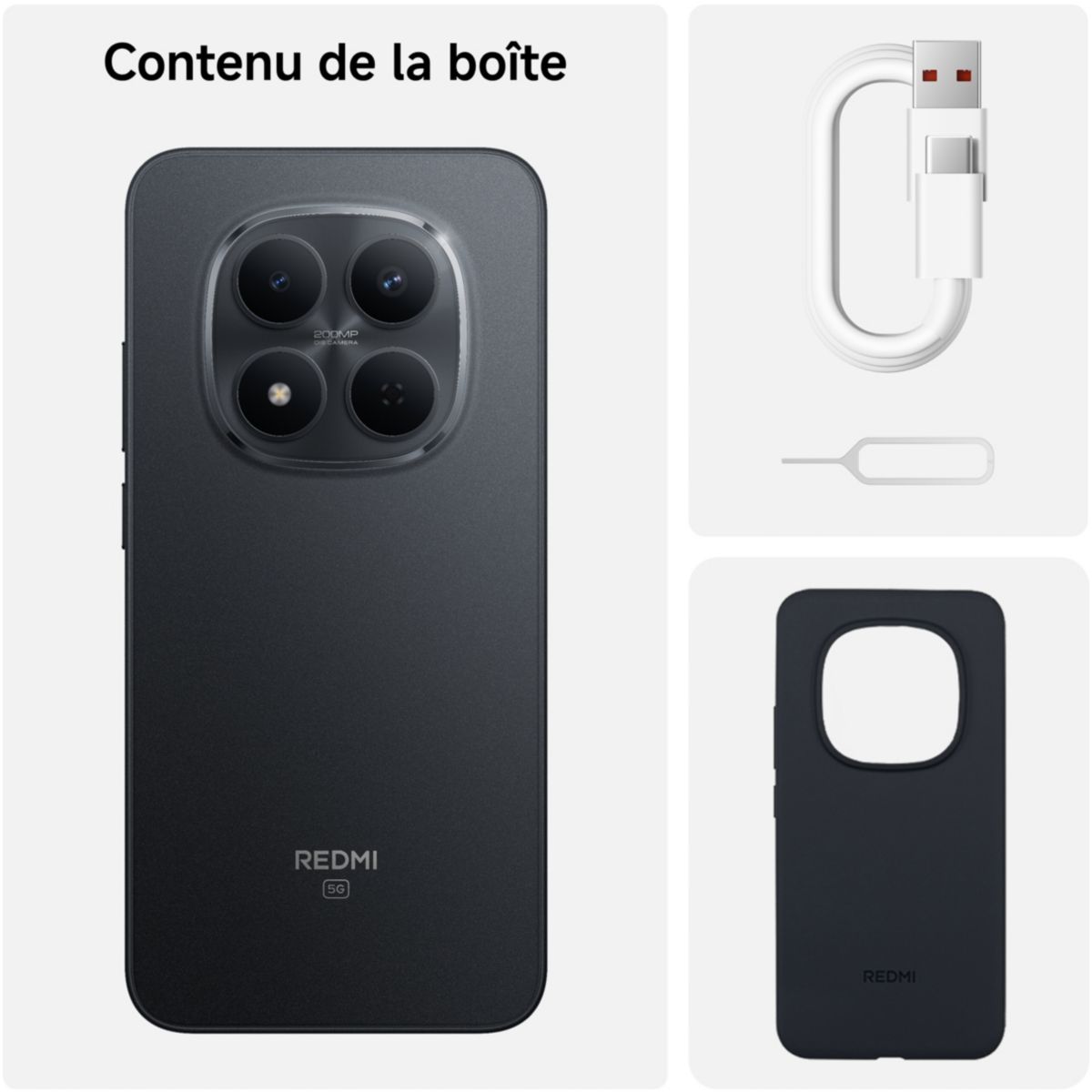 Smartphone Pack Redmi Note 15 Pro 5G 256Go Noir + Camera couleur unique, XIAOMI