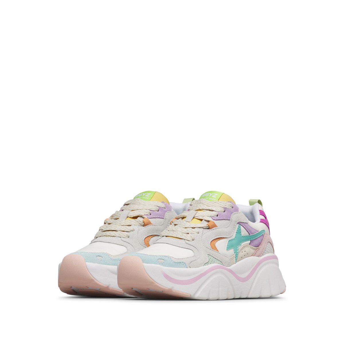 Sneakers en daim et tissu technique MIA-W. céleste-blanc, W6YZ