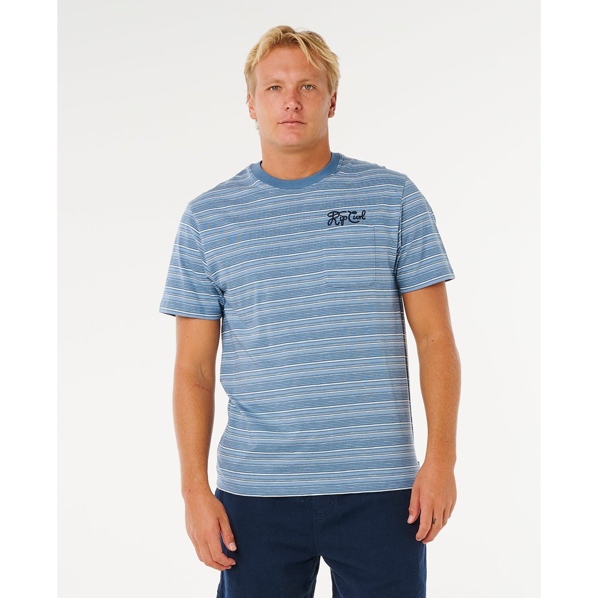 T-shirt à manches courtes Pacific Rinse STRIPE denim délavé, RIP CURL