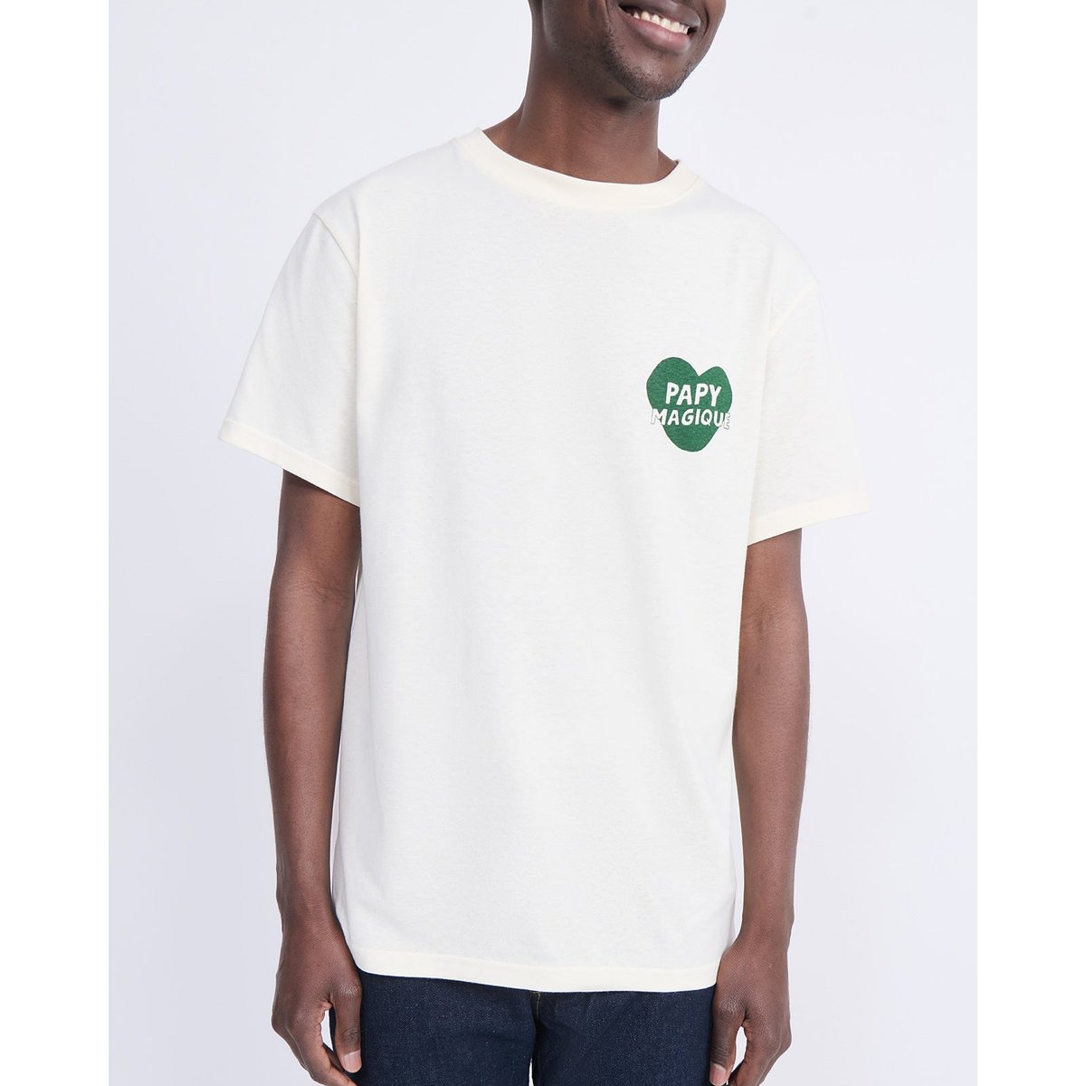T-shirt Papy magique en coton bio beige crème, EMOI EMOI