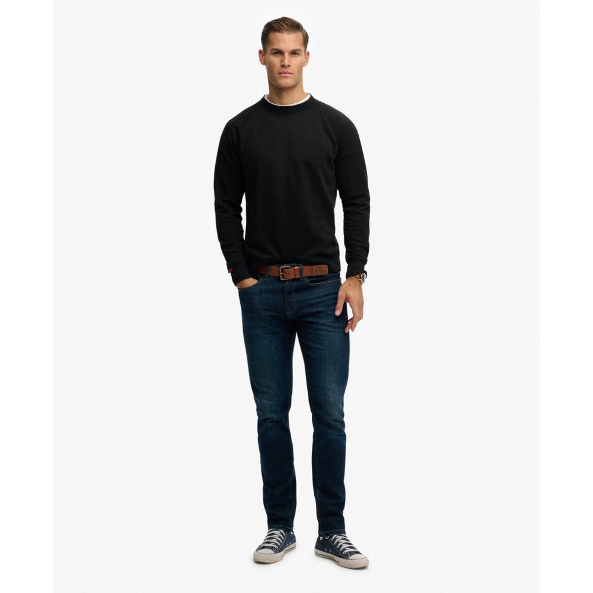 Sweatshirt Essential Logo Raglan Col Rond noir, SUPERDRY