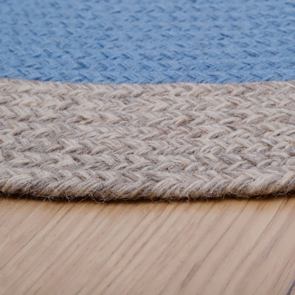 Tapis laine rond NOLAN bleu / lin, NATTIOT
