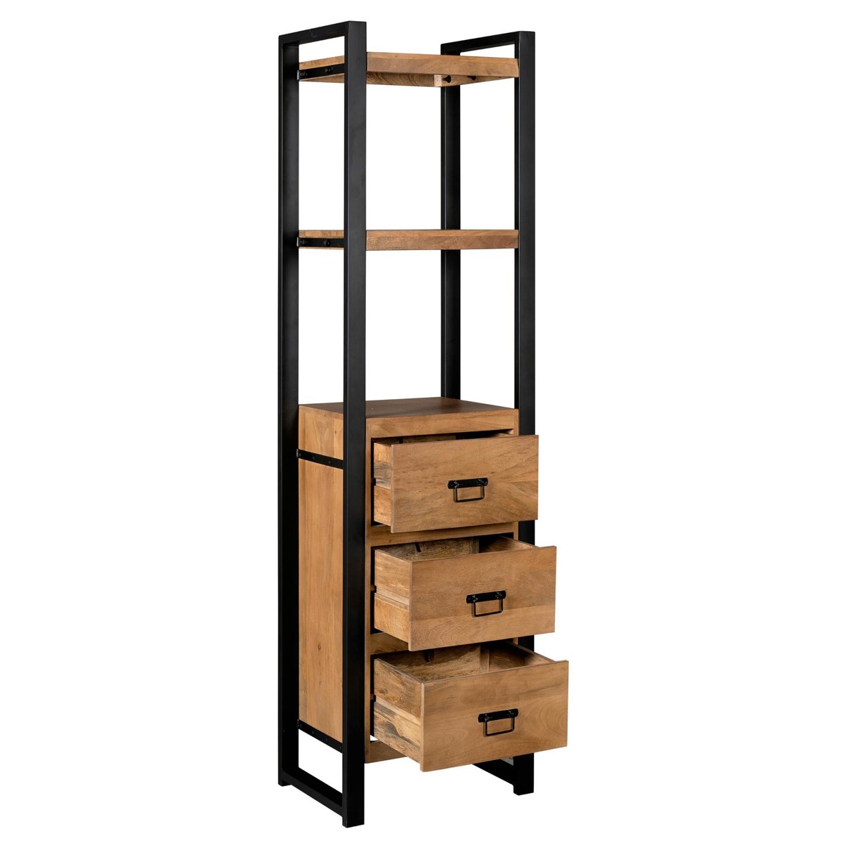Colonne salon bois métal 3 tiroirs MILORA bois naturel, PIER IMPORT