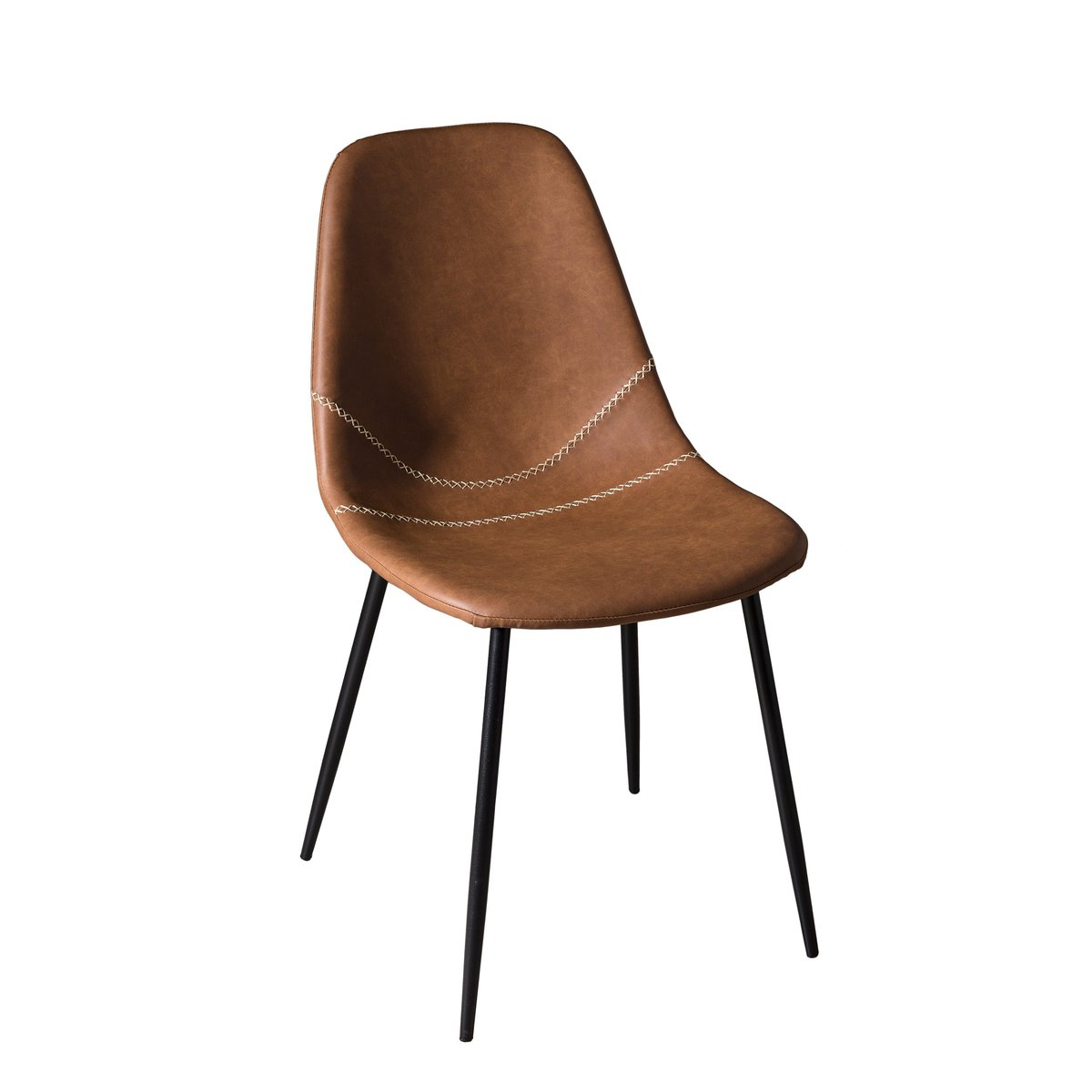 Chaise à couture apparente (lot de 2) TIM marron, PIER IMPORT