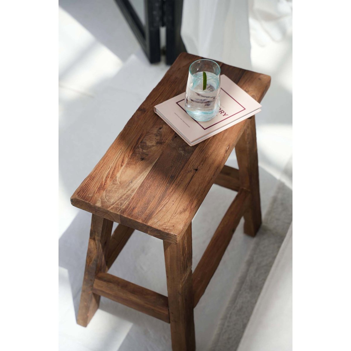 Tabouret en bois de teck FAB beige, BAZAR BIZAR