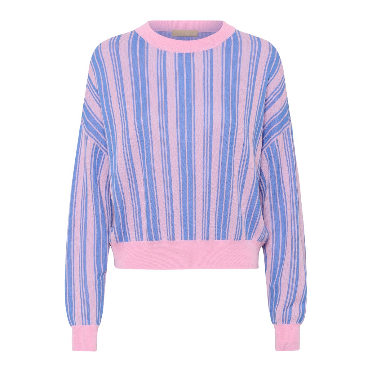 Pullover tricoté rose bleu begonia pink/nautical blue, CULTURE