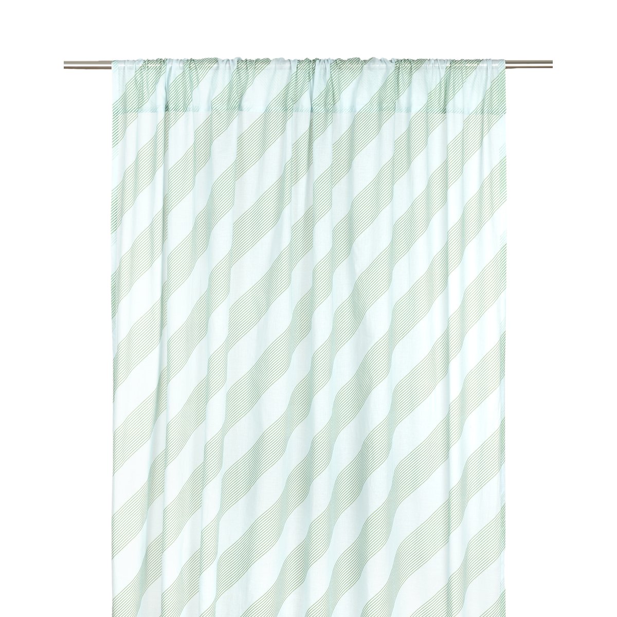 Rideau en voile de coton Wendy green diagonal stripes, NOBODINOZ