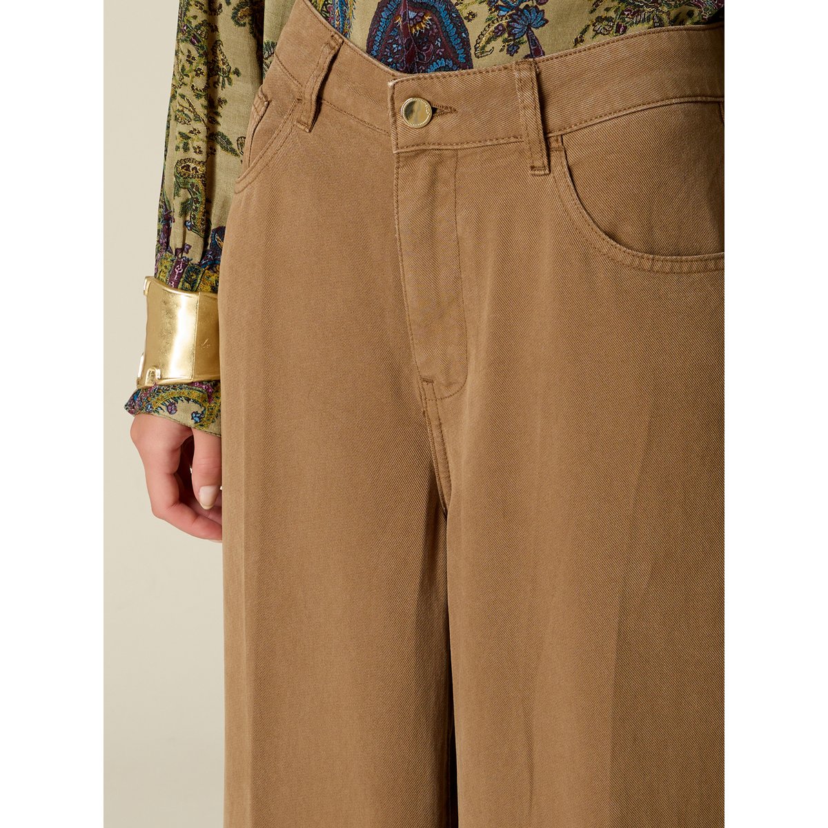 Pantalon palazzo avec charm marron, OLTRE