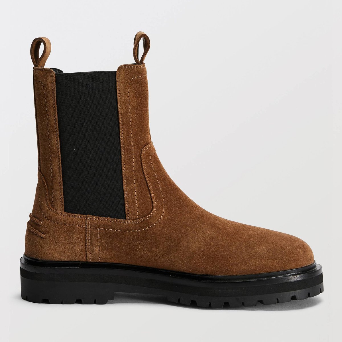 Bottines semelles crantées en croûte de cuir humus, MONOPRIX