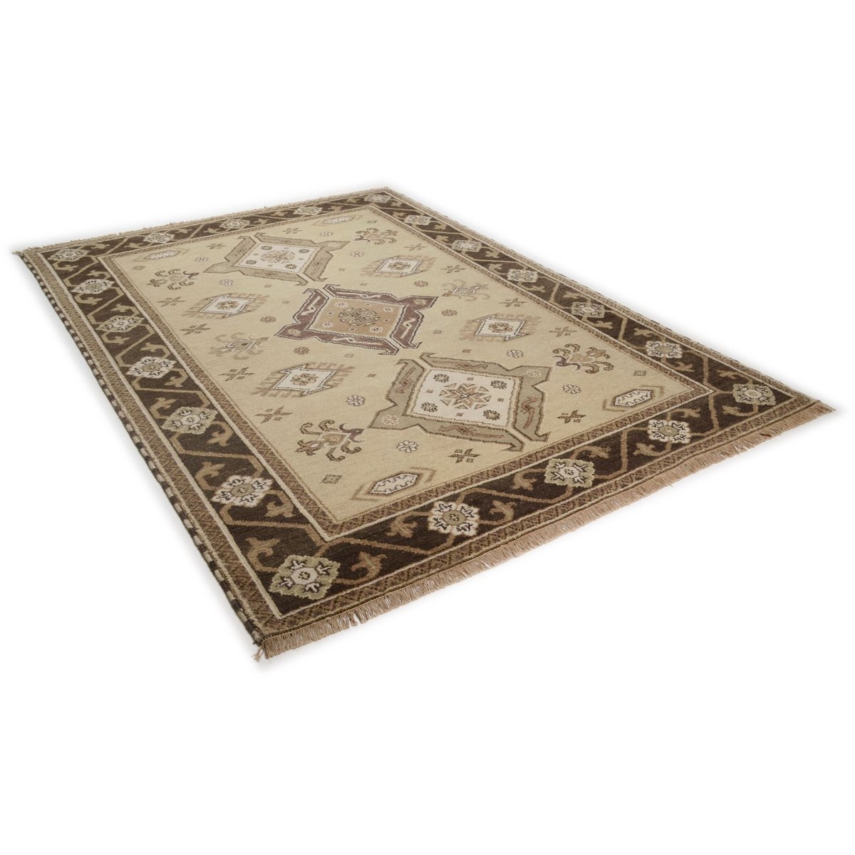 Tapis Salon KAZAK IMPERIAL - noué main camel, THEKO