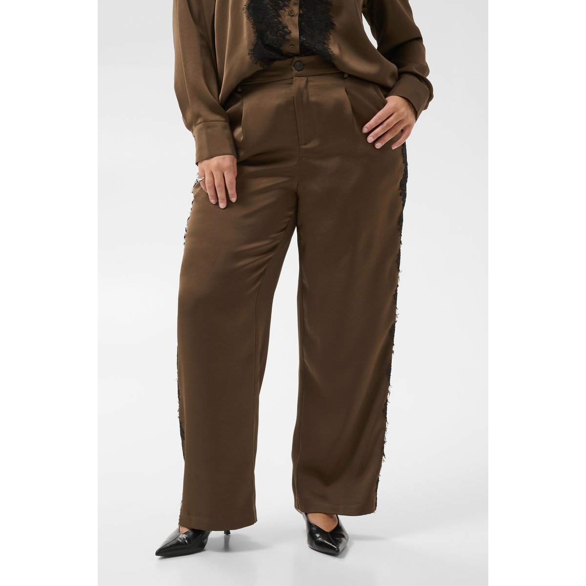 Pantalon casual marron seal brown, KAFFE CURVE