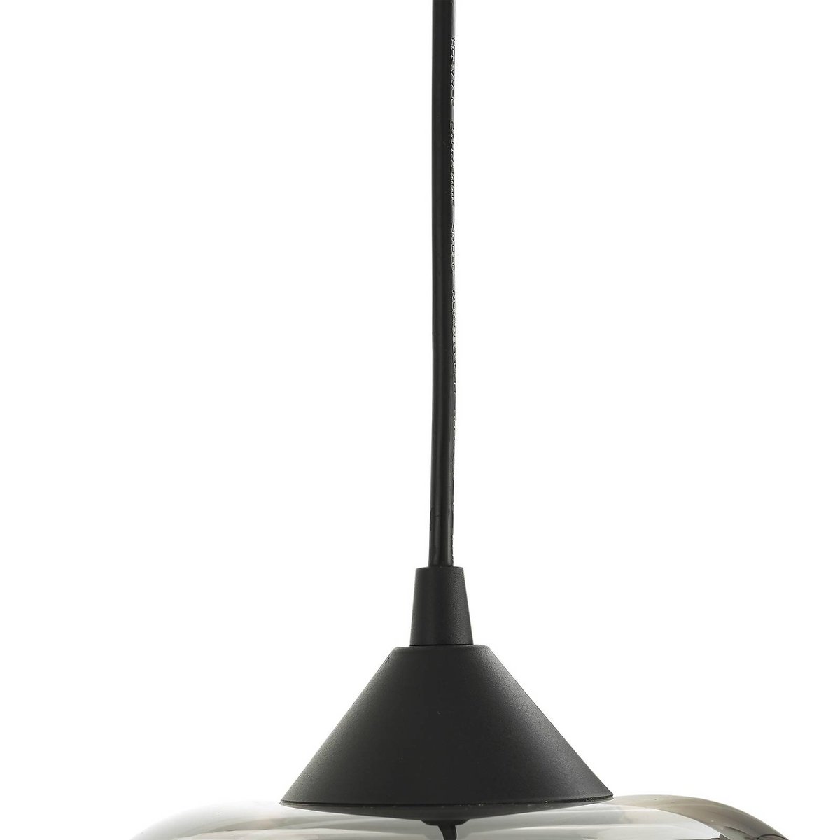 Suspension en verre moderne, Marla noir, gris fumé, LINDBY