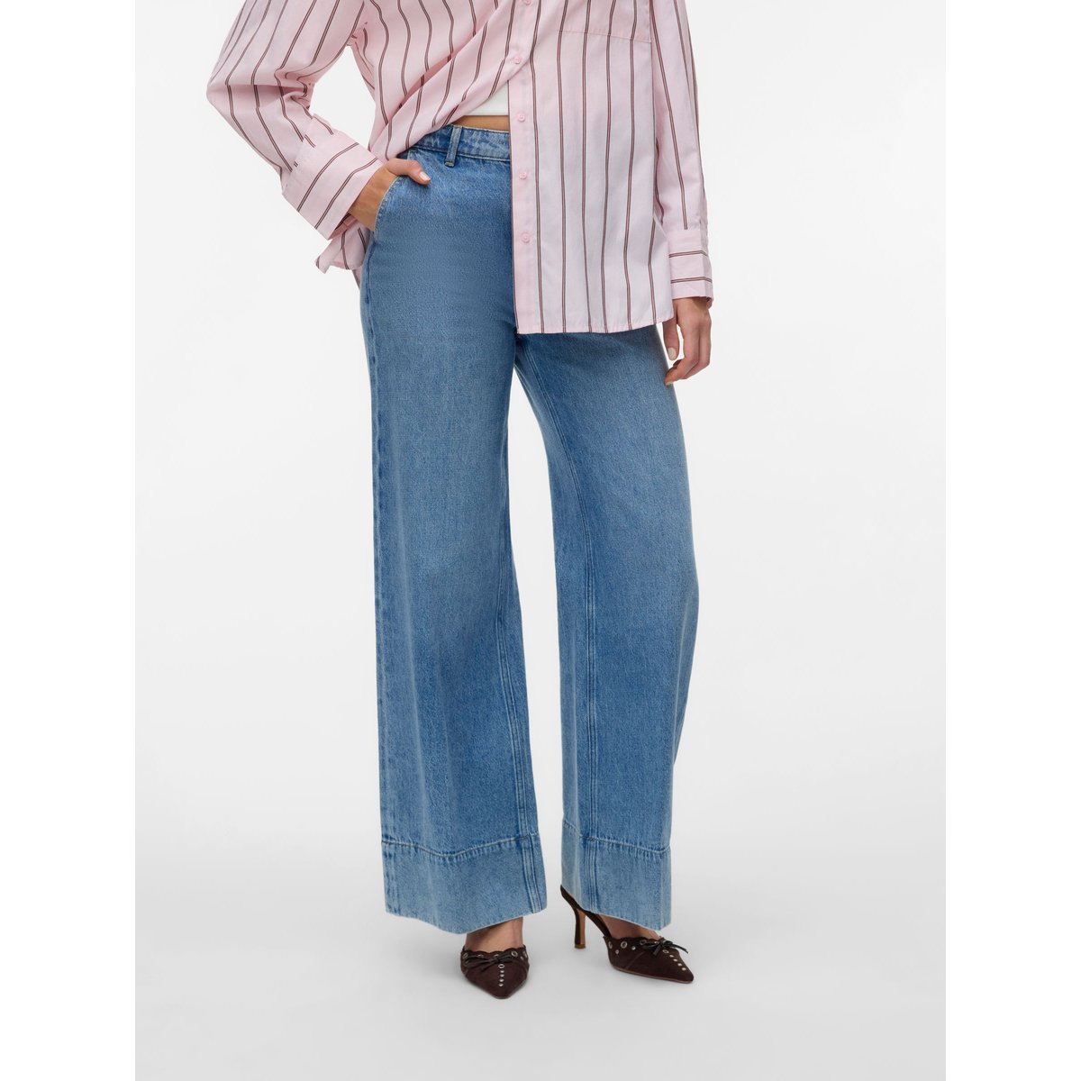 Jean À Coupe Large medium blue denim, VERO MODA