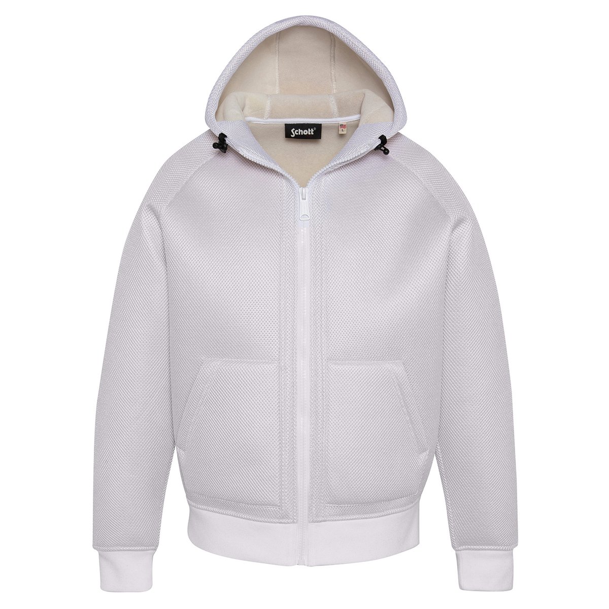 Sweatshirt zippé à capuche blanc, SCHOTT