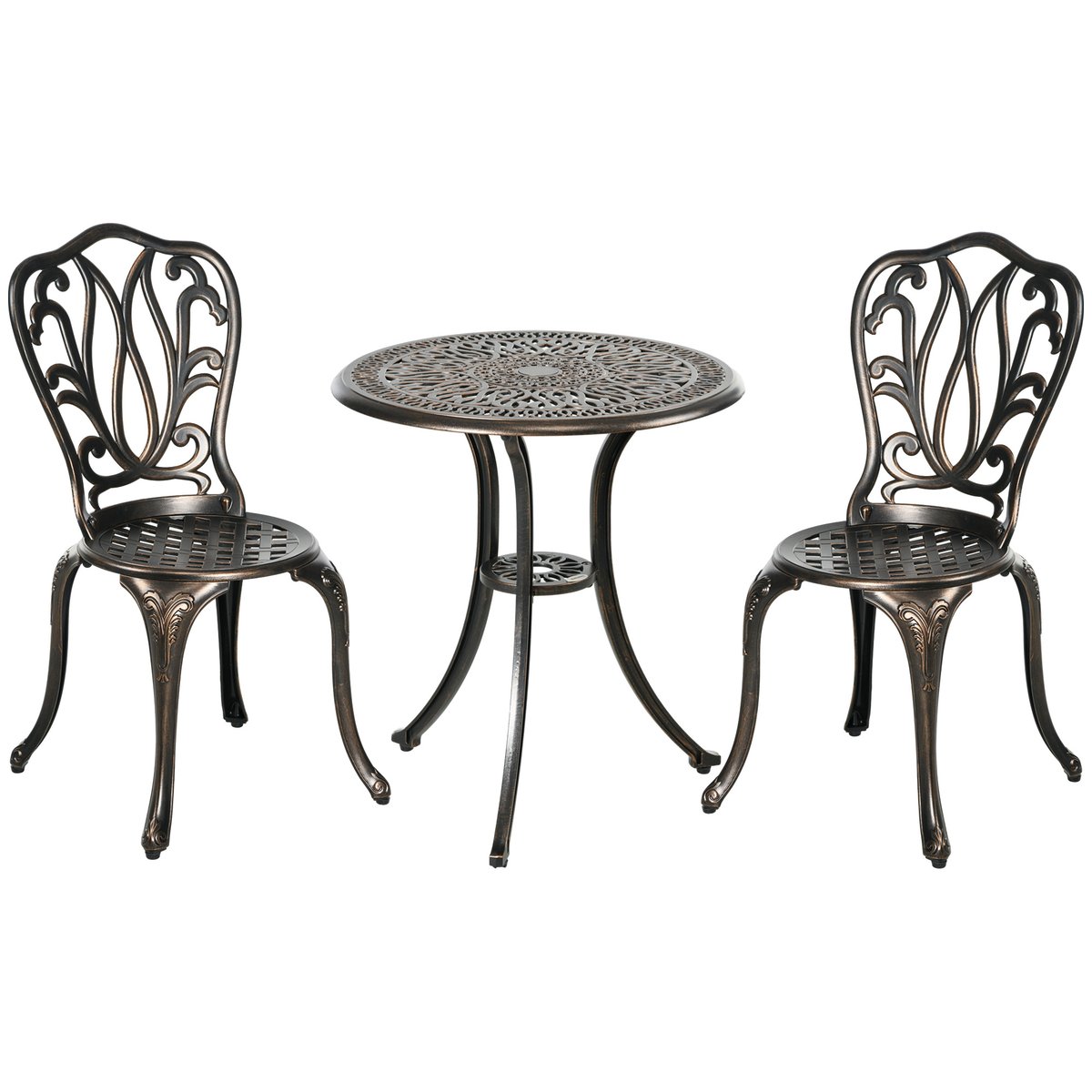 Ensemble de bistrot d'extérieur Aluminium marron, OUTSUNNY