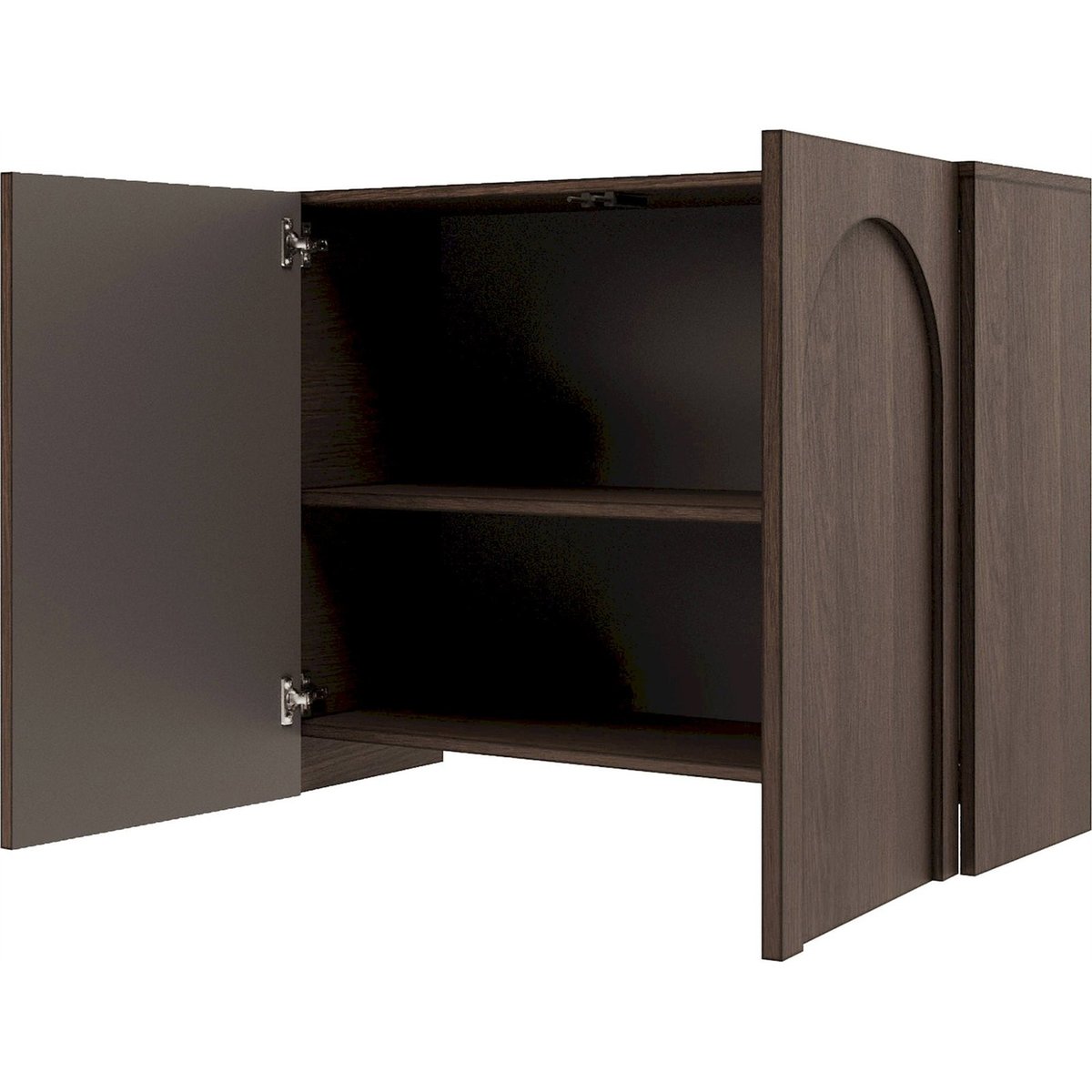Buffet bas 2 portes rainurées collection ARKADIA cachemire mat et blanc, RECOLLECTION