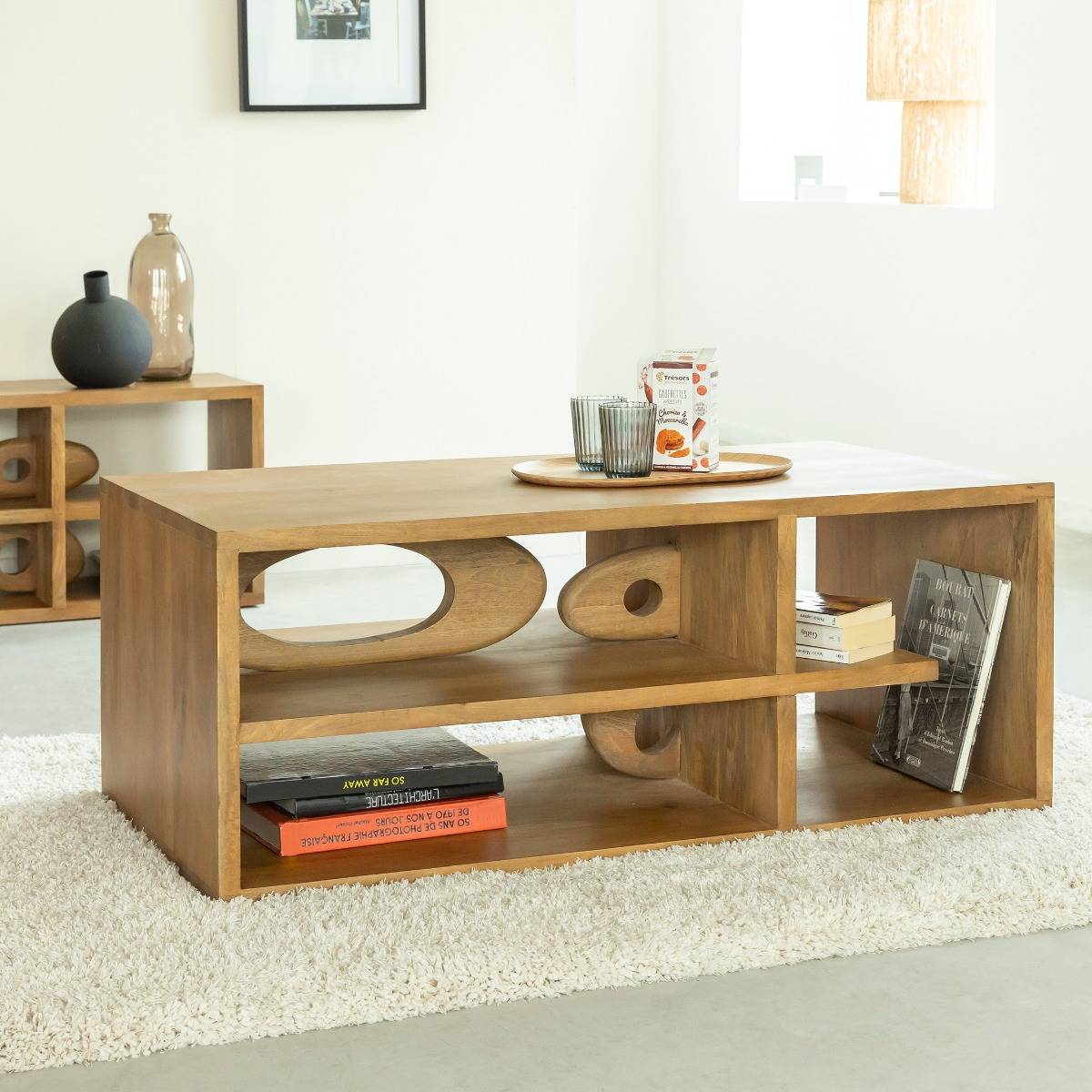 Table basse en bois de manguier ALWEN bois clair, MADE IN MEUBLES