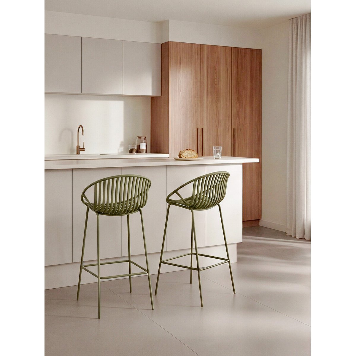 Tabouret Plastique - BAROW vert, KENAY