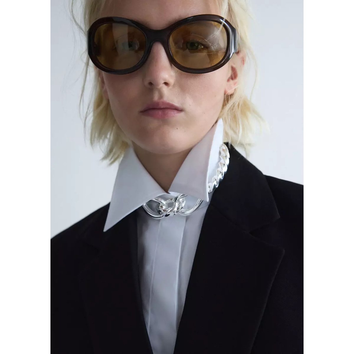Collier ras-de-cou avec nœud argent, MANGO