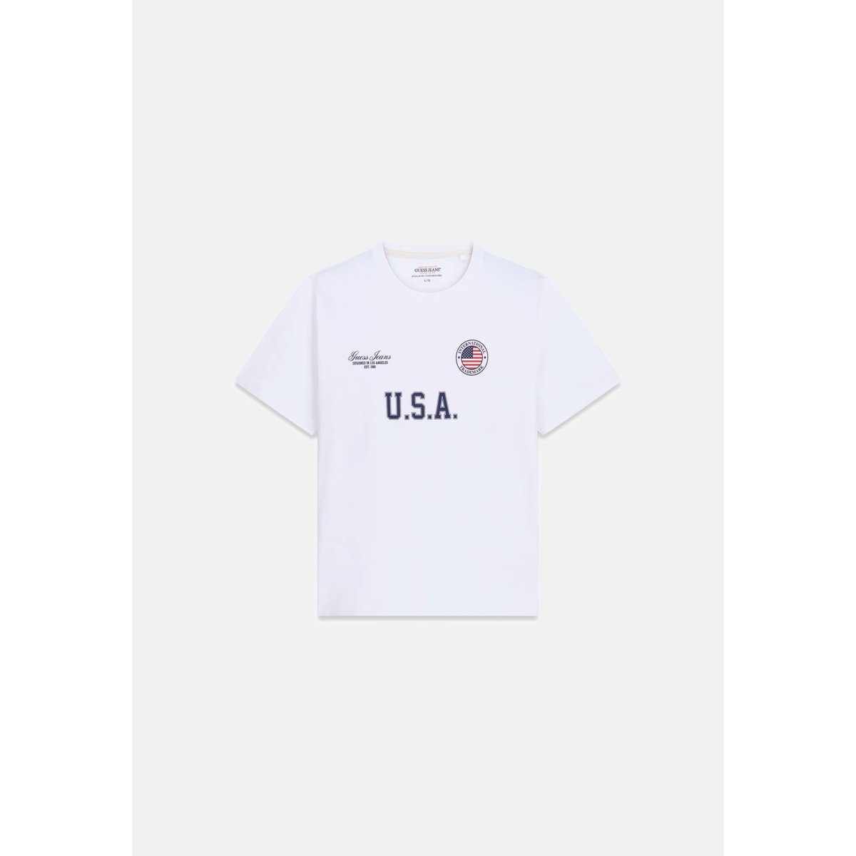 T-Shirt Nation blanc, GUESS JEANS