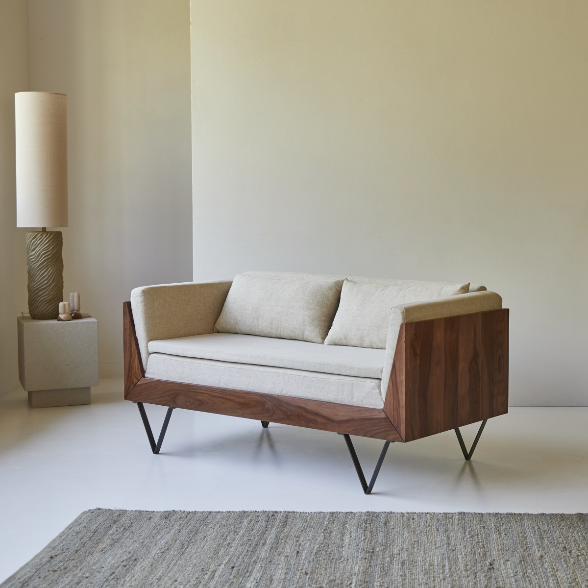 Canapé droit en Tissu massif, METRIC beige, TIKAMOON
