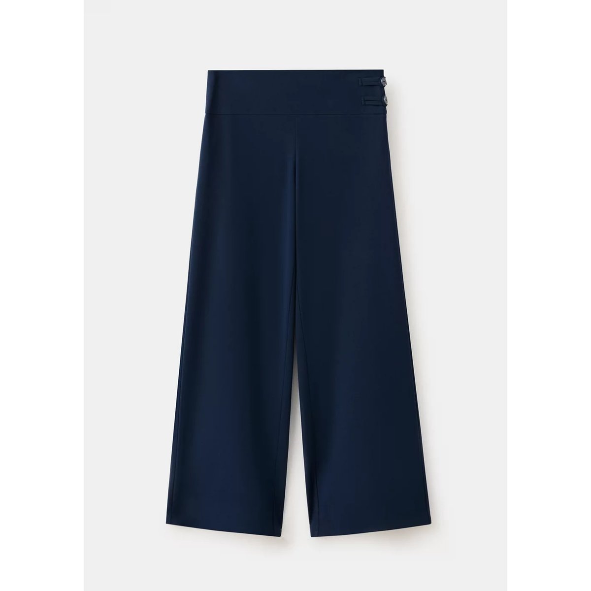 Pantalon Wideleg taille haute bleu marine, MANGO TEEN
