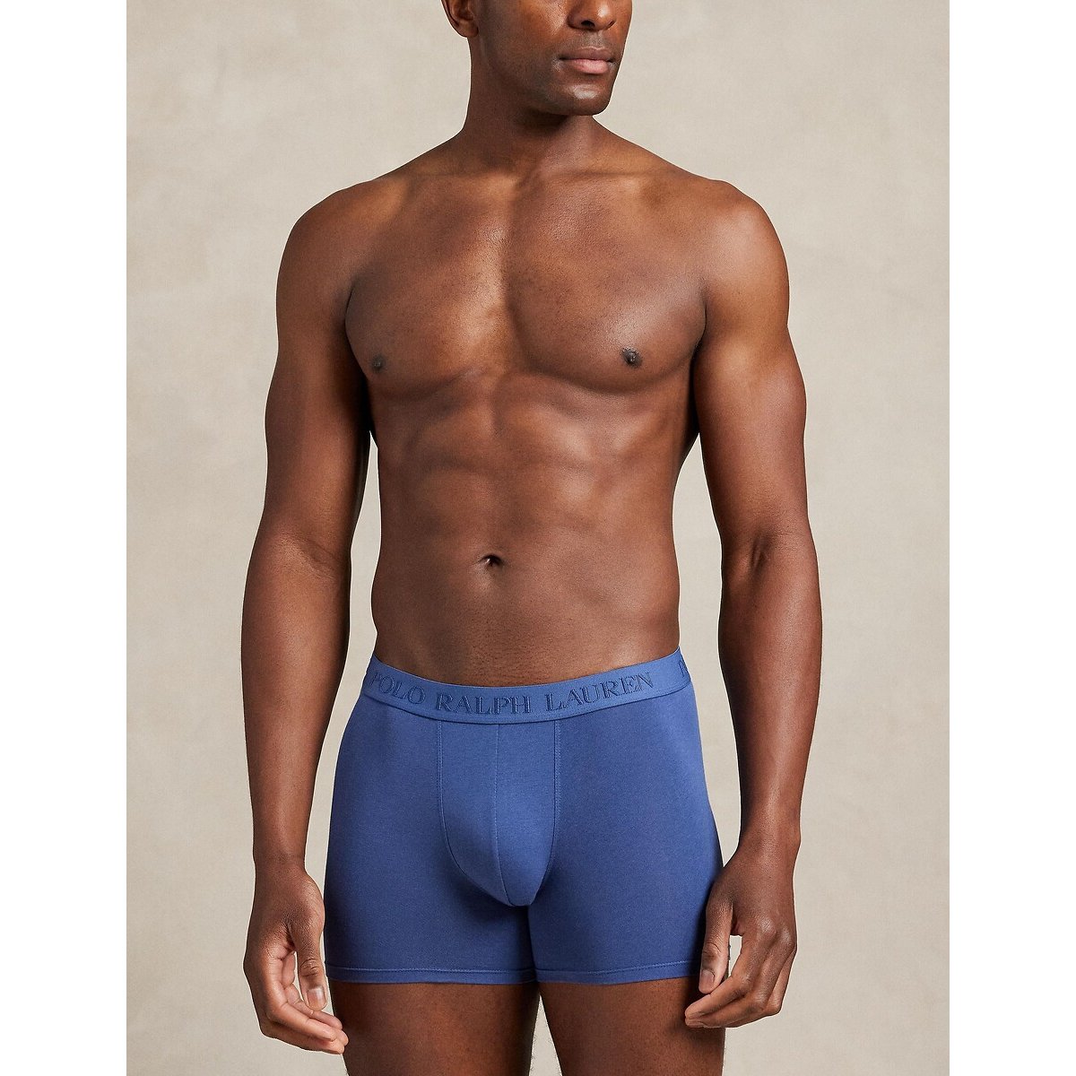 Lot de 3 slips boxers coton stretch bleu marine + bleu + bleu ciel, POLO RALPH LAUREN