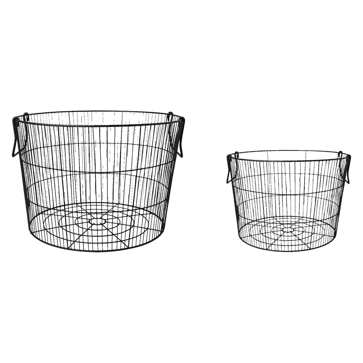 Lot de 2 paniers de rangement en métal ALO noir, HABITAT