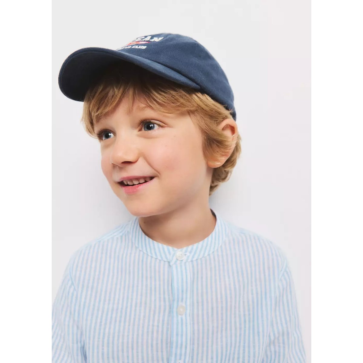 Chemise lin rayée bleu, MANGO BABY