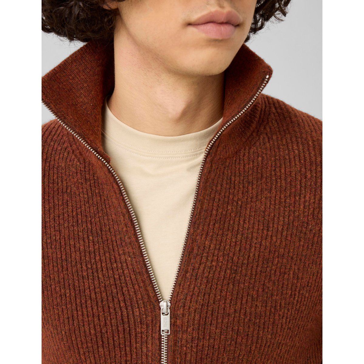 Gilet zippé double ouverture marron, BZB