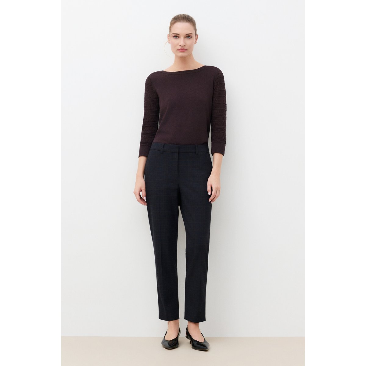 Pantalon cigarette élégant PSIDIKOCARREAU gris, CAROLL