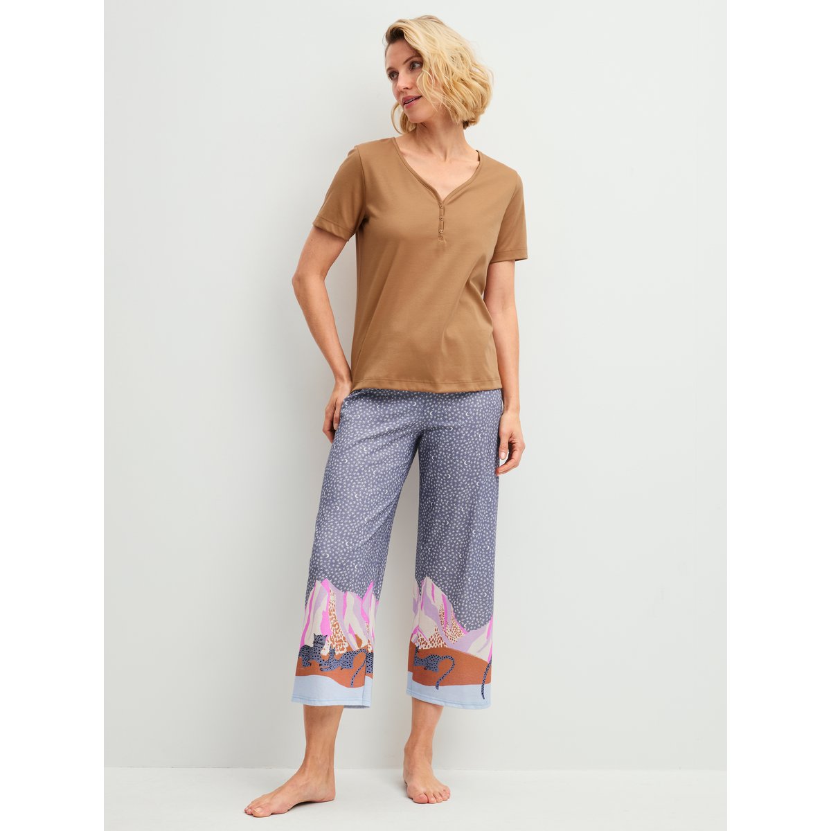 manches courtes Coton SLEEP OVER M&M almond brown, CALIDA
