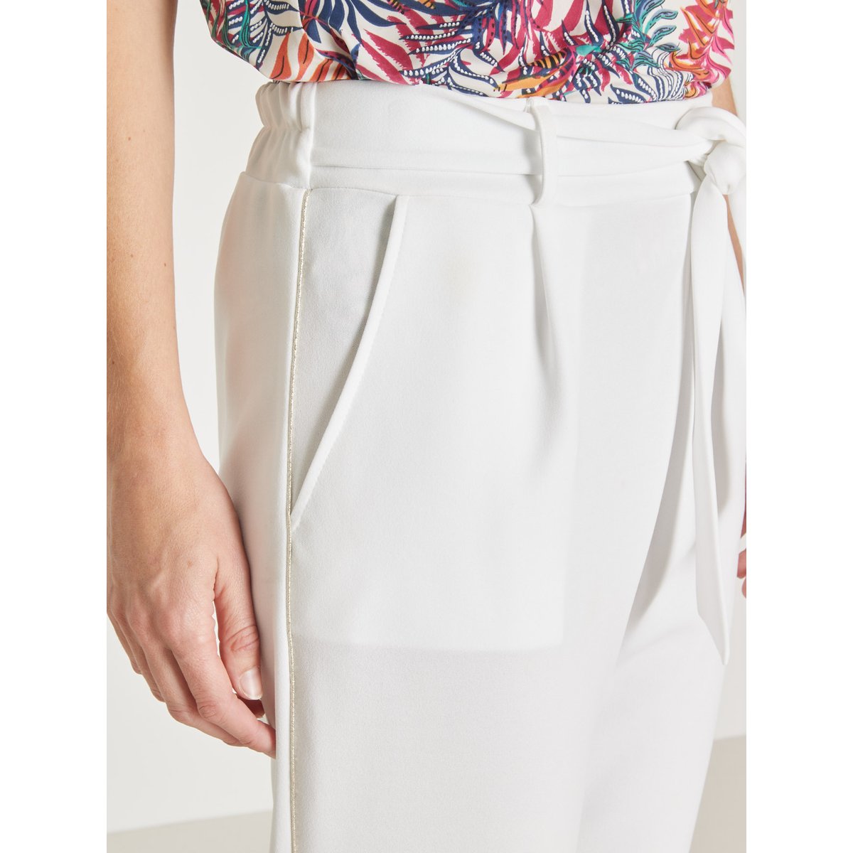 Pantalon raccourci élastiqué dos blanc, DAXON