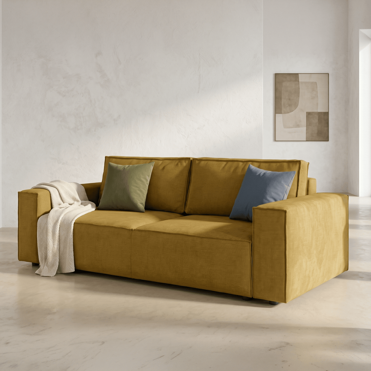 Canapé convertible 3 places en tissu chenille - HARPER bronze, HOMIFAB